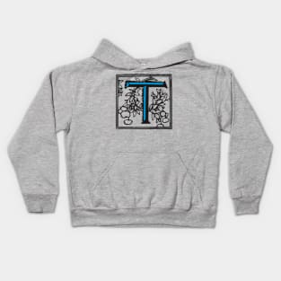 Letter T in black and blue Kids Hoodie